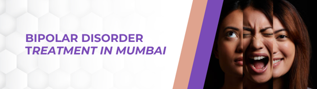 Banner saying ADHD TREATMENT IN MUMBAI with a white hex pattern; right side shows a woman at a computer holding colorful clay shapes (informational banner).